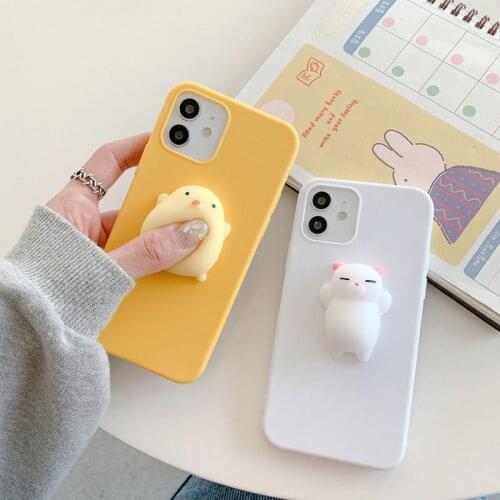 Squishy 3D Toys Rabbit Cat Case For Samsung S21 S20 S10 Plus S9 S8 Note 9 Note 20 Ultra M21 M51 Animals TPU Cover Soft Cases