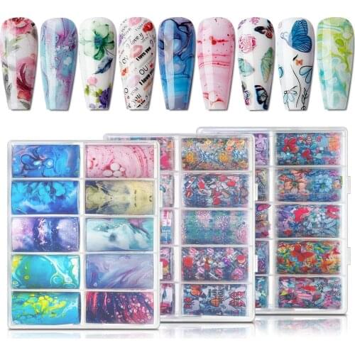 Makartt Nail Foil Sticker Kit, 30 Rolls Nail Foil Transfer Flower Butterfly Marble Design Nail Decals Nail Foil Transfer Sticker