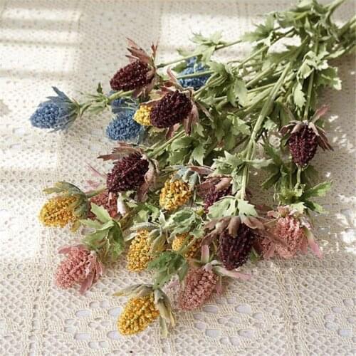 ONE Fake Long Stem Eryngium Sinensis (6 Stems/Piece) 32.68" Length Simulation Plastic Flower for Wedding Centerpiece