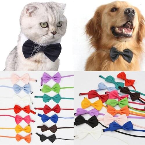 Pet Dog Cat Puppy Solid Adjustable Apparel Clothing Knot Bow Tie Necktie Solid Color Bow Tie Puppy Bow Ties Dog Cat Decoration