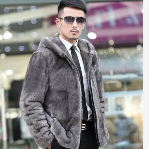 Artificial Fur Coat Winter Mens Faux Coats Mink Fur Jacket Business Formal Overcoats with Hood Men Leather Jackets and Coats