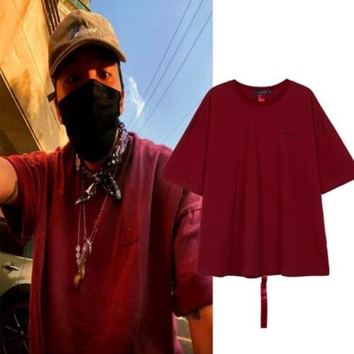 Peaceminusone x Fragment Tshirt Daisy Bigbang G-Dragon Strap Summer Casual Tee Dark Red