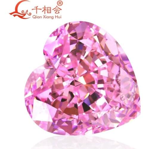 Pink and yellow color heart shape brilliant crushed ice cut cubic zirconia loose stone cz stone