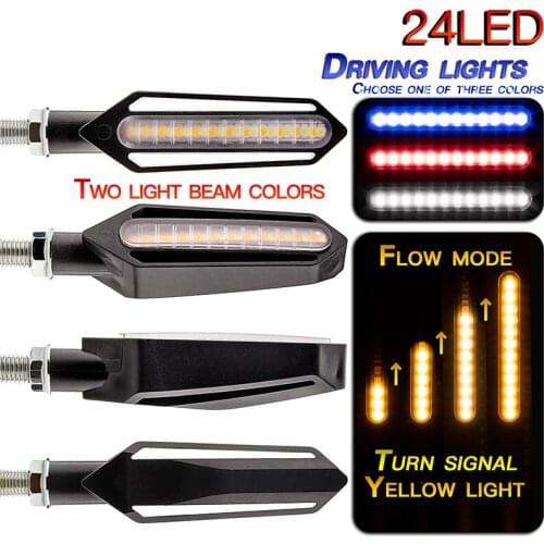 Motorcycle Turn Signals Tail Light 12V 24 LED Flowing Water Flashing Blinker Brake & Running Light DRL Flasher Tail Lamp 2 Color