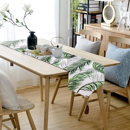 Table Cloth Leaves Print Table Runner Tablecloth Table Cover for Wedding Hotel Dinner Party Supplies