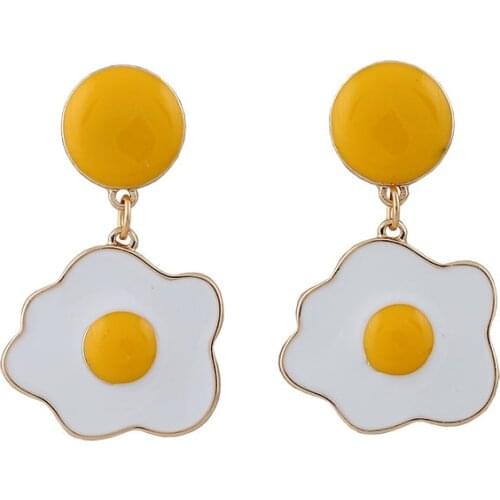 Stylish, stylish, fun, stylish, cute, hand-painted omelette earrings
