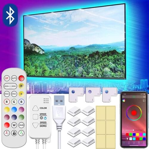 5V LED Strip For TV Bluetooth Light Strip With Remote Control USB RGB TV Backlight With Mic For Sony Samsung LG Toshiba