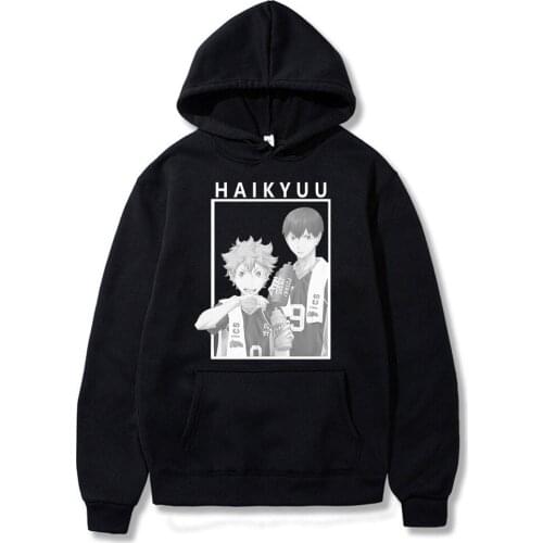 Harajuku Japanese Anime Haikyuu Volleyball Printed Men Hoodie Sweatshirts Women Streetwear Casual Autumn Winter Oversized Hoodie