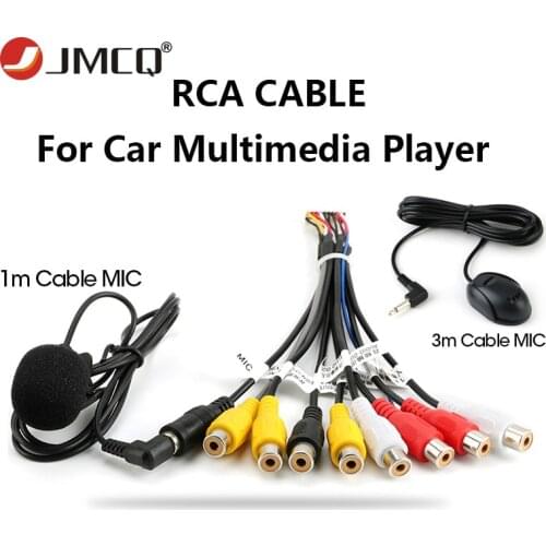 JMCQ Universal Car Radio RCA Output Wire Cable With Microphone Video Output/input Audio Subwoofer 3m microphone optional