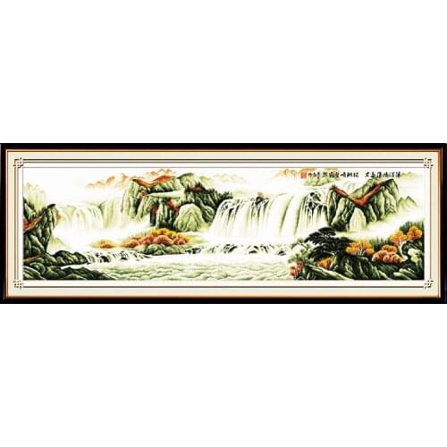 Magnificent mountains and rivers cross stitch kit Chinese fabric 14ct 11ct hand embroidery DIY handmade needlework supplies bag