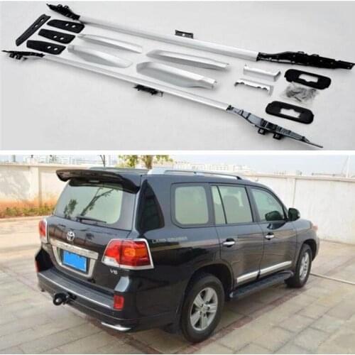 Aluminum Alloy Screw Installation Top Roof Rack Rail Luggage For Toyota Land Cruiser 200 LC200 2008- 2021 (Black /Silver)