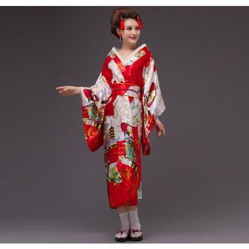 Japanese Traditional Dress Women Yukata with Obi Sexy Female Kimono Vintage Party Prom Dress Japanese Kimono 16