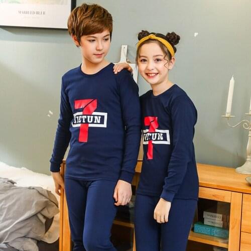 Winter Boys Girls Clothes Cotton Pajamas Sets Childrens Sleepwear for Boy Pyjamas Kids Nightwear 9-19Y Teens Pijama Clothes Set