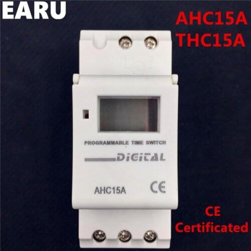 1pc Electronic Weekly 7 Days PROGRAMMABLE Timer THC15A AHC15A Digital Time Timer Switch Relay Din Rail AC DC 12V 24V 110V 220V