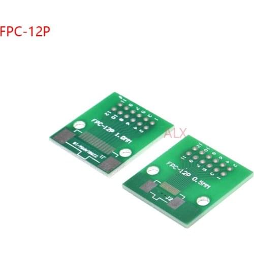 10PCS FPC-12PIN CABLE PITCH 0.5MM 1MM TO DIP PITCH 2.54MM adapter PCB BOARD FFC 12P FPC 12Pin connector WIRE TO DIP12 Converter