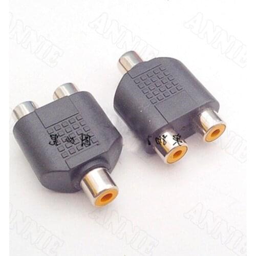 10pcs/lot AV Converter RCA Three-Way Valve Female Couple Connector Adapter