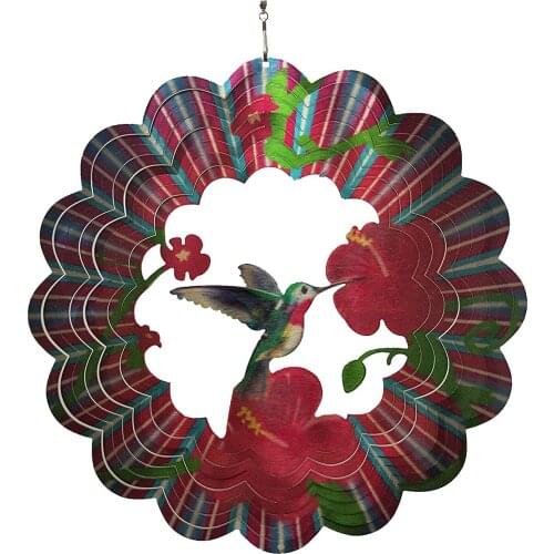 12 Inch Creative Wind Spinner 3D Dynamic Rotating Wind Chime Stainless Steel Color Metal Hanging Decoration With Hook