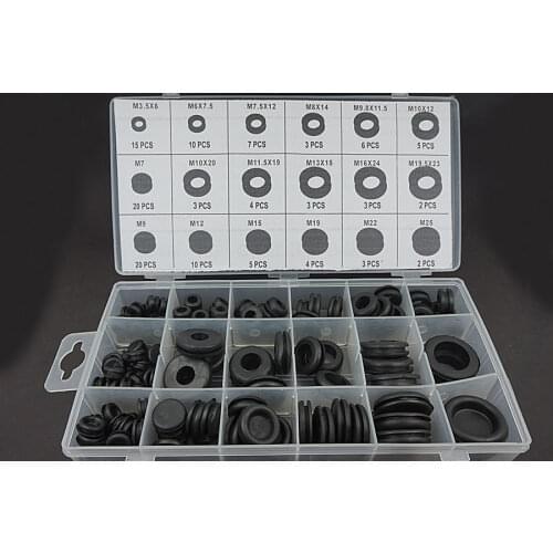 125 PCS/Lot free shipping Rubber Grommet Assortment Fastener Sealing Gasket Ring Kit Car Truck Boat