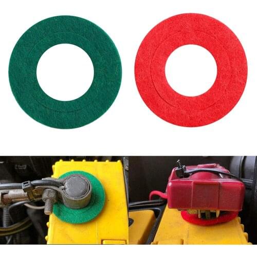 2PCS=1SET Battery Terminal Gasket Pads Anti Corrosion Washers Auto Car Fiber Thick Felt Battery Terminal Protector 1 Red+1 Green