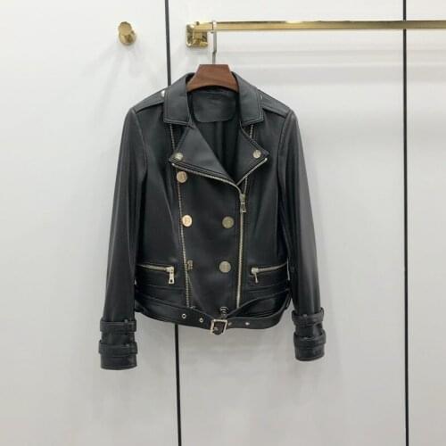 2021 Woman Coats Natural 100% Sheepskin Leather Jackets Female Windbreaker Sheepskin Leather Overcoat H610