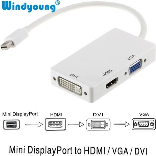 3 In 1 Thunderbolt Mini Display Port MINI DP Male To HDMI DVI VGA Female Adapter Converter Cable For Apple MacBook Air Pro iMac