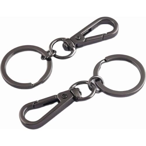 45mm Gun black Swivel clasp with key ring Lanyard Snap Hook Hook Spring Clip Snap Hook Lobster Clasp for Bag Keychain DIY Crafts
