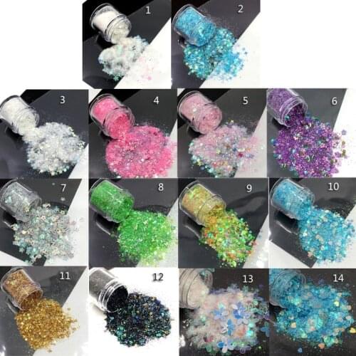 10Ml/box Epoxy Resin Mold Sequins Fillings Sparkling Materials Glitter Powder Heart Star Mix Chunky Sequins Resin Crafts X4YA