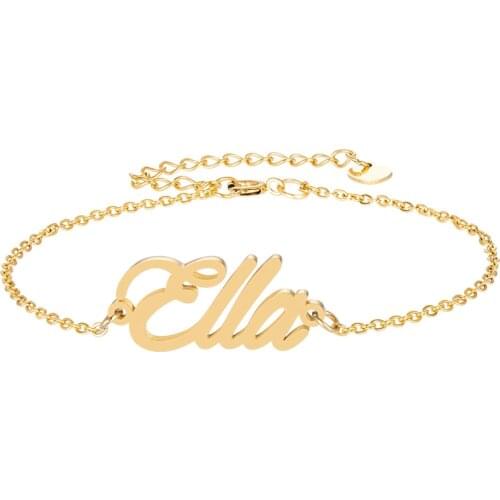 Ella Name Bracelet for Women Girl Jewelry Stainless Steel 18k Gold Plated Nameplate Pendant Femme Mother Girlfriend Best Gift