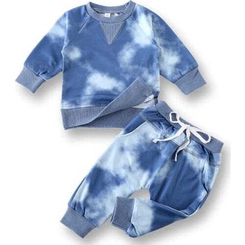 Baby Sweater Set Boy & Girl Spring Autumn New Fashion Warm Suit Children Tie Dye Sweaters+Pants Baby Set Infant Clothing