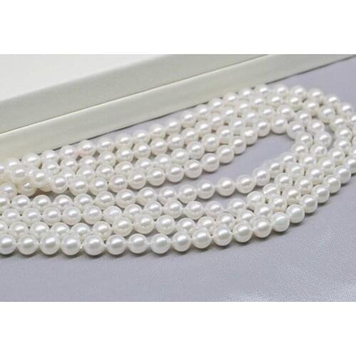 Designer new classic new design 6-7mm south sea white round pearl necklace 48inch 14k/20 free shipping