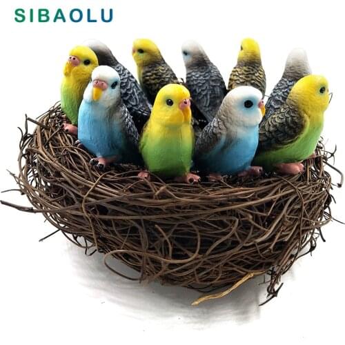 10pcs/Lot Simulation Mini Cute Parrot Bird Figurine Animal Model Home Decor Miniature Fairy Garden Decoration Accessories Figure