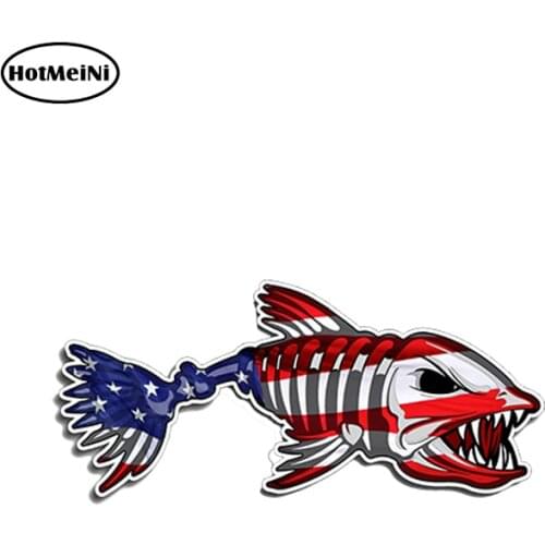 HotMeiNi Bone Fish USA Sticker Printed Digital Vinyl Decal bumper window Car Laptop Car Sticker 13cm x 6cm