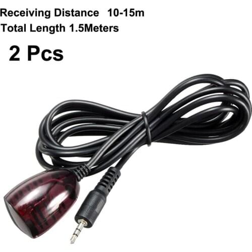 Uxcell 2pcs 1.3M/1.5M Cable 2.5mm/3.5mm Jack Single Head IR Infrared Remote Control Receiver Extension 10-15m Receiving Distance