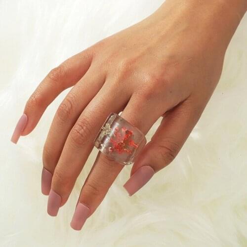 Ins Transparent Acrylic Resin Acetic Acid Irregular Flower Knuckle Finger Piercing Rings Trendy Korean Fashion Party Jewelry