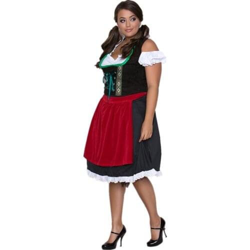 Halloween Bavarian Carnival Party Cosplay Adult Maid Fancy Dress Germany Oktoberfest Traditional Beer Girl Costume Plus Size