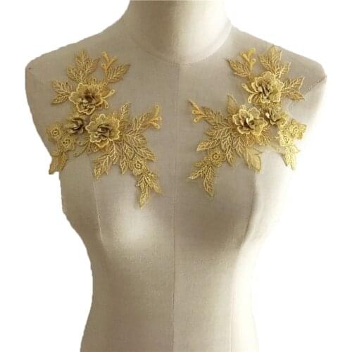 1 pair of high-quality multi-color and colorful 3D handicraft embroidery lace collar garment sewing decoration applique fabric