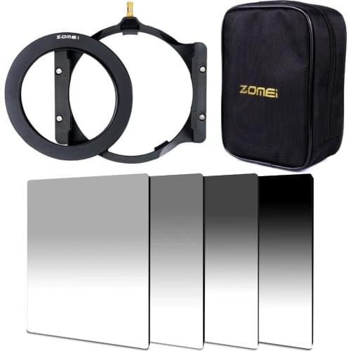 Zomei 150*100mm G.ND ND2+ND4+ND8+ND16 Neutral Density square filter+filter holder+16 slot case+67/72/77/82/86mm adapter ring