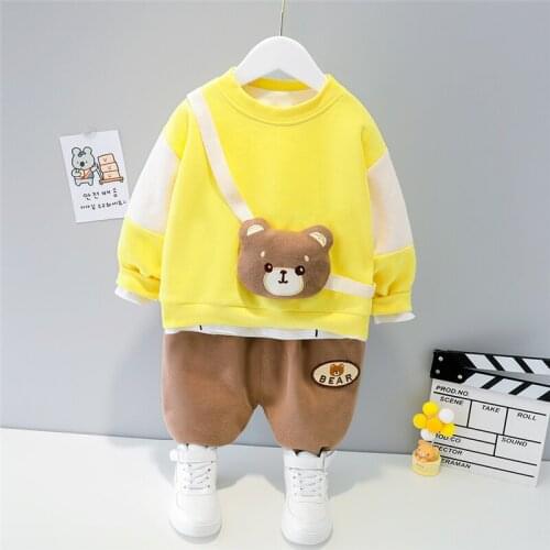 LISUNNY Girls Boys Clothing Sets 2021 Spring Children Baby Cute Bear T Shirt Pants Toddler Infant Child Kids Casual Clothes
