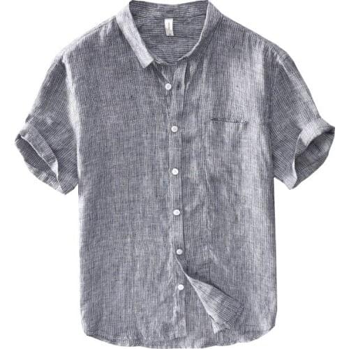 Linen shirt young male leisure cotton shirts with short sleeves business cultivate ones morality thin comfortable shirt