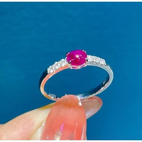 LR514 Solid 18K Gold Nature Red Ruby Gemstones 0.5ct Rings for Women Fine Jewelry Presents the Six-word Admonition
