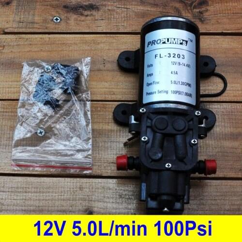 High Pressure 100Psi 12V DC Self Priming Diaphragm/Membrane Water Pump, Pressure Automatic Switch, Thermally Protected