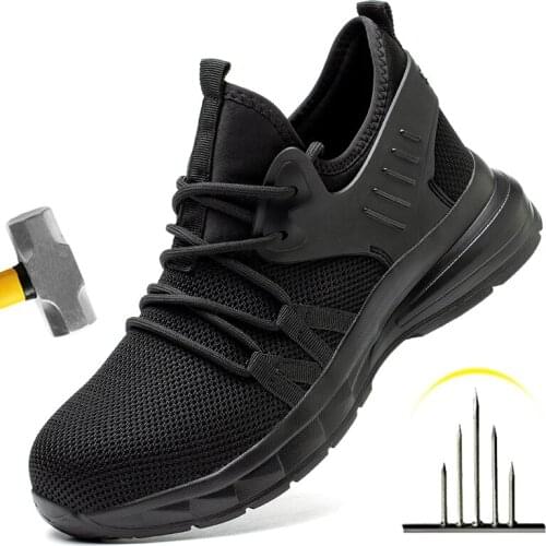 Men Breathable Work Sneakers Steel Toe Cap Work Safety Shoes For Men Safety Boots Anti-Puncture Indestructible Work Shoes Male
