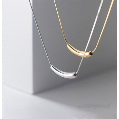 New Arrival Korean Fashion Golden Silver Lucky Beans Choker Necklace Smile Wave Neck Pendants For Women 925 Sterling Silver Girl
