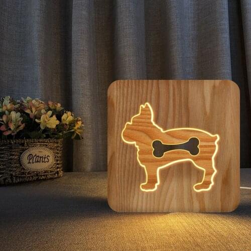 New Wooden Headlights Dog Bones Solid Wood Carved Hollow Table Lamp Wooden Craft Table Lamps Table Lamps for Bedroom