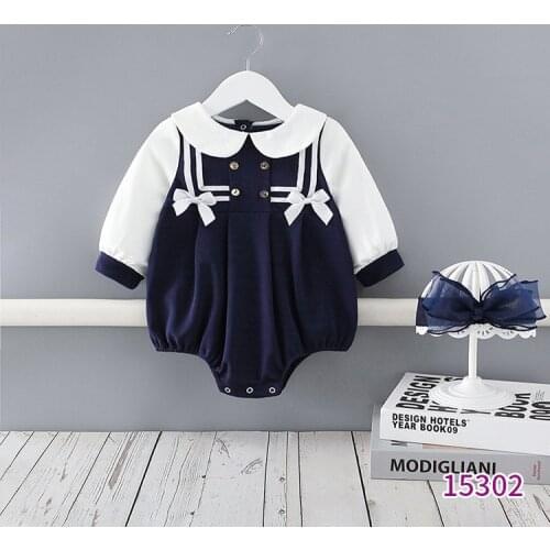 Newborn Baby Girl Clothes Baby Bodysuit 100% Cotton Blue Twins Baby Girls Clothes 0-18 Months New Born Clothing Set With Bow