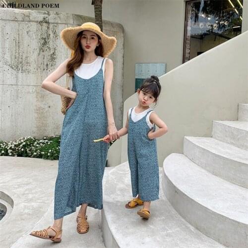 Family Matching Clothes Summer Mother Daughter Clothes Chiffon Mommy And Me Jumpsuit Outfits 2pc Family Look Women Girl Romper