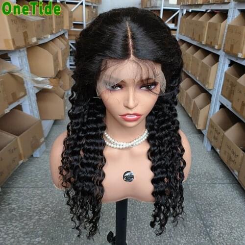 30 Inch Deep Wave Frontal Closure Wig 13x4x1 Brazilian Deep Curly Human Hair Wigs For Women Wet And Wavy T Part Lace Front Wig