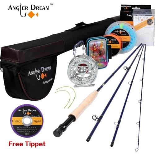 Angler Dream Fly Fishing Set Kit Fishing Rod 9FT 5WT and Reel Rod Combo with Flies Fly Fishing Line Set Tying Materials