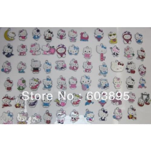 S598fgh5! 100Pcs/Lots Enamel MIXED hello cat charms for key charm