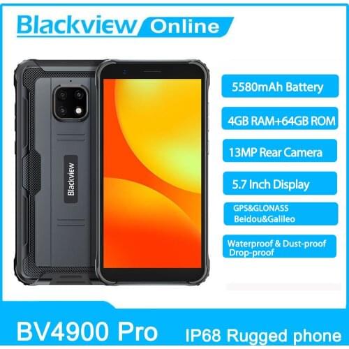 Blackview BV4900 Pro IP68 Waterproof Smartphone 4GB+64GB 5580mAh 13MP Camera Rugged Phone 5.7 inch Mobile Phone 4G Cellphone